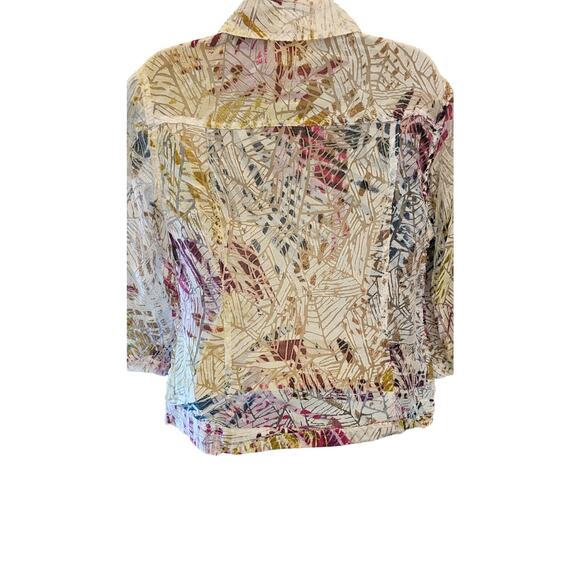 Coldwater creek size 16 semi Sheer full zip shaket EUC colorful career casual + - Picture 2 of 7